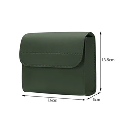 Leather Portable Power Storage Bag - Waterproof, Easy to Clean, USB Cable Organizer, Solid Color (Dark green)