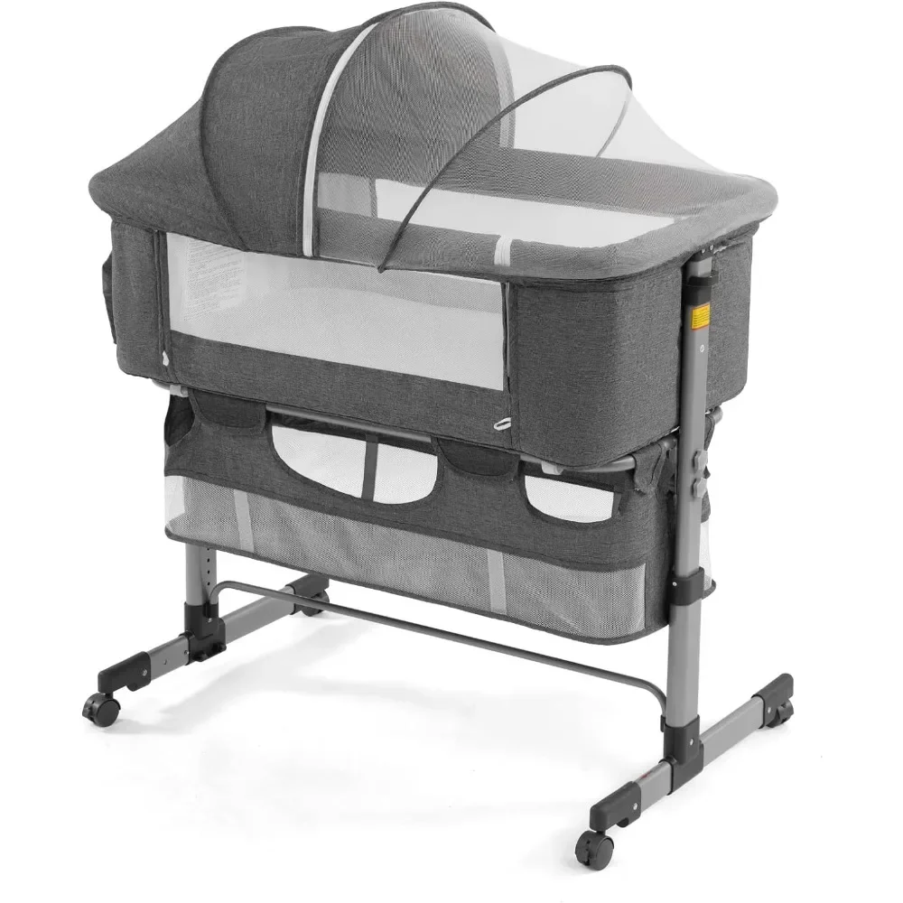 

Bedside Crib, Baby Bassinet 3 in 1 Travel Baby Crib Baby Bed with Breathable Net,Adjustable Portable Bed for Infant/Baby