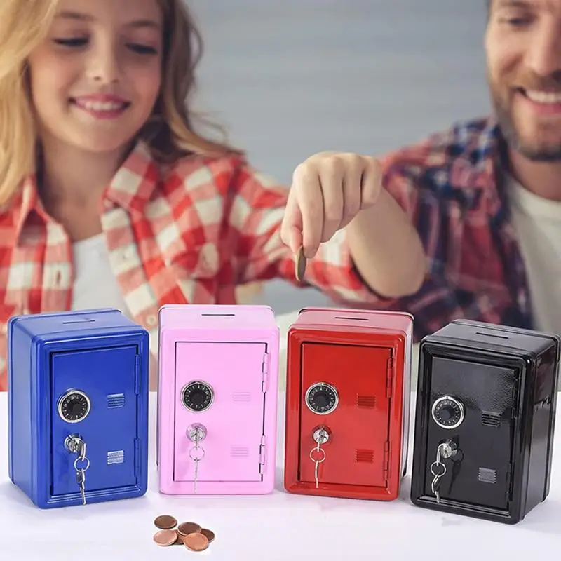 Mini Safe Box For Money Kid's Metal Money Cash Box Password Wheel Design Storage Gifts For Birthday Christmas New Year