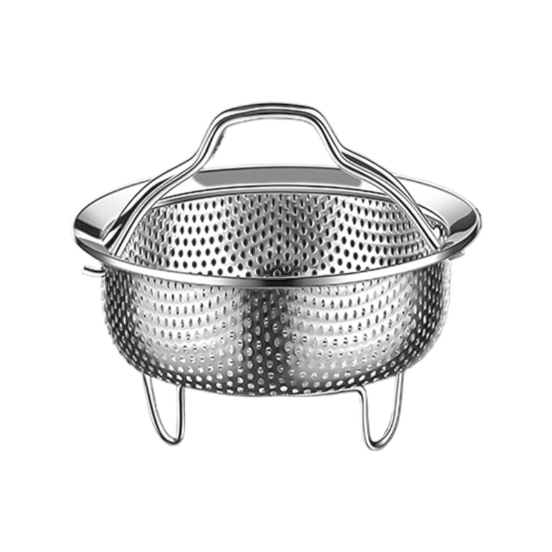 

N0HB Stainsless Steel Steamers Basket with Handle Strainers Basket Drain Drainers Steaming Vegetable Steamers Rack