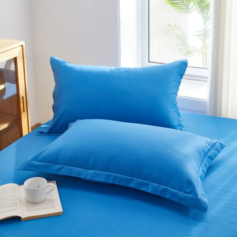 

2pcs Blue Pillowcases 100% Cotton Soft Comfortable Pillow Covers Modern Minimalist Style Bedding 48x74cm Throw Cushion Covers
