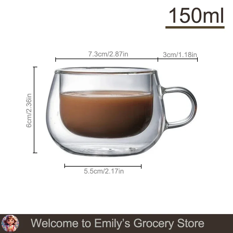 Heat-Resistant Double Wall Glass Coffee Mugs - أكو...