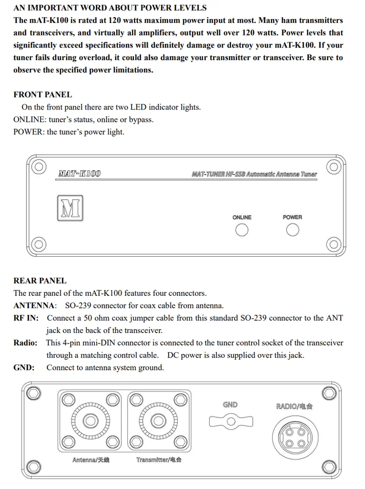 mAT-TUNER MAT-K100 Automatic Antenna Tuners For KENWOOD Transceivers