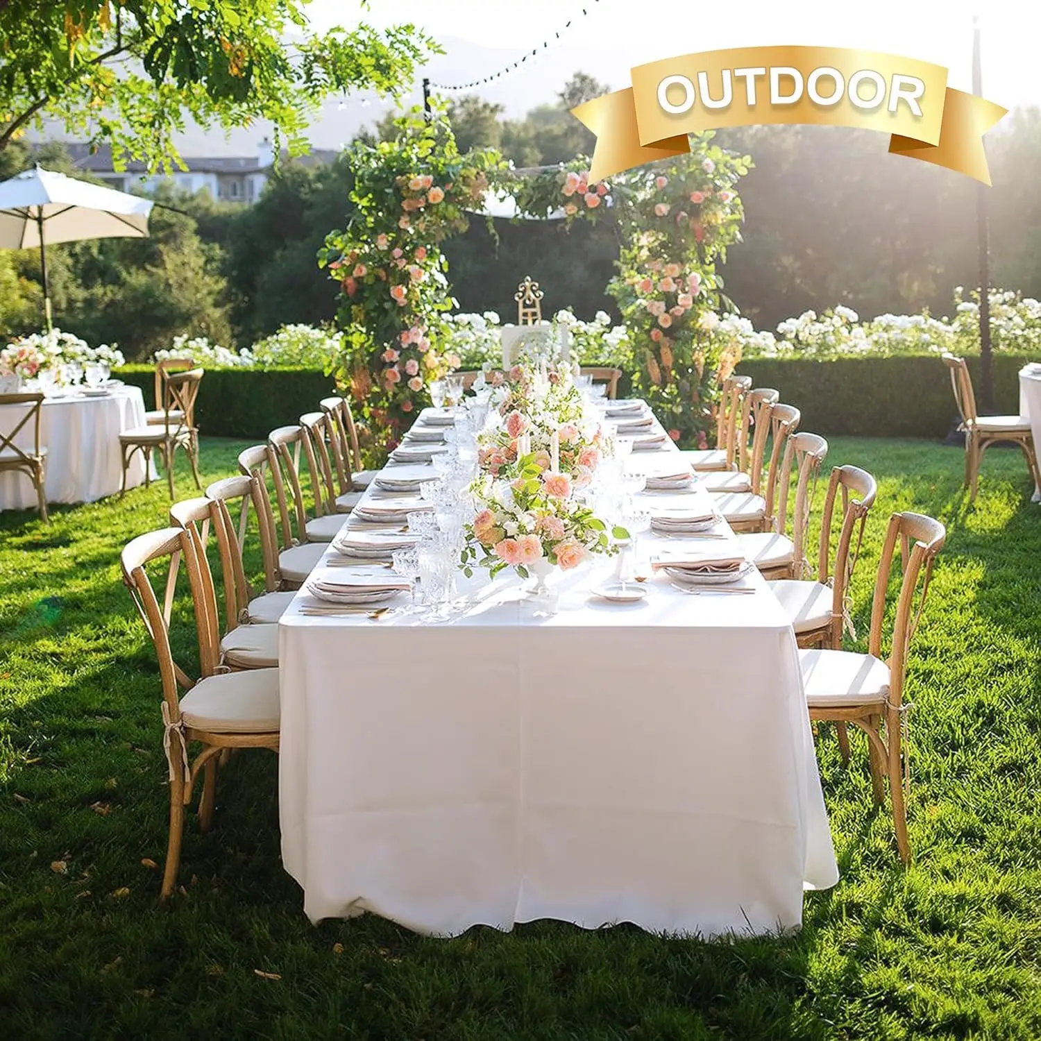 6 Pack White Tablecloth 90 x 156 Inch - Rectangle Table Cloth for 8 Feet Table Stain and Wrinkle Resistant Washable Polyester Ta 5