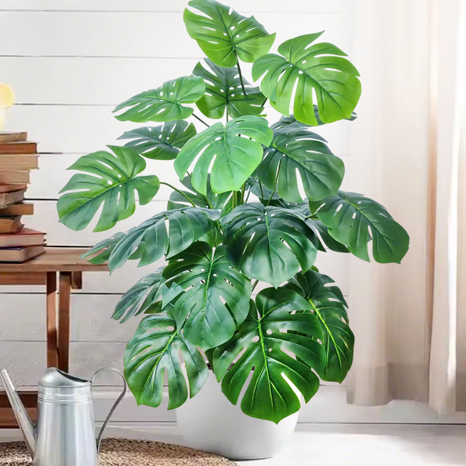 60-135cm(51.9in) Artificial Monstera plastic fake plant pot ornamental festival suitable for home office decoration 5