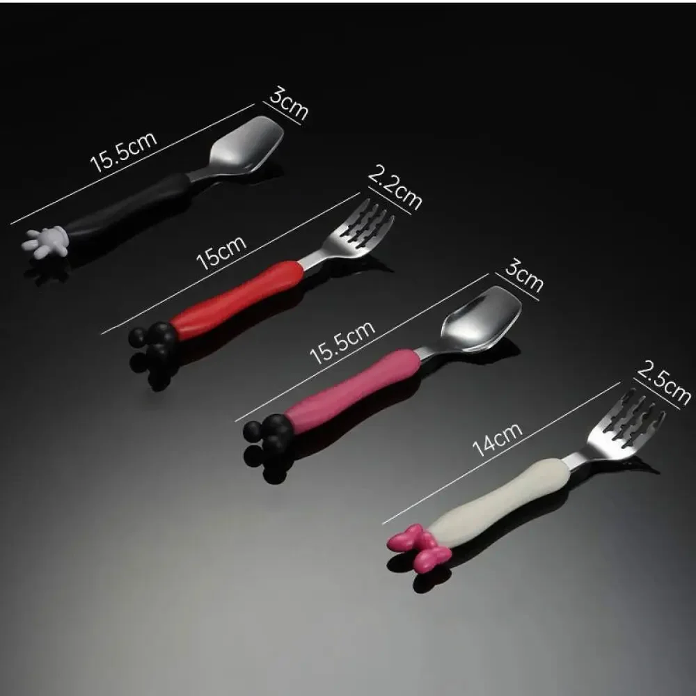Children's Creative Cutlery Set Stainless Steel Training Cutlery Photography Accessories Cute Bow Cartoon Shape Fork and Spoon