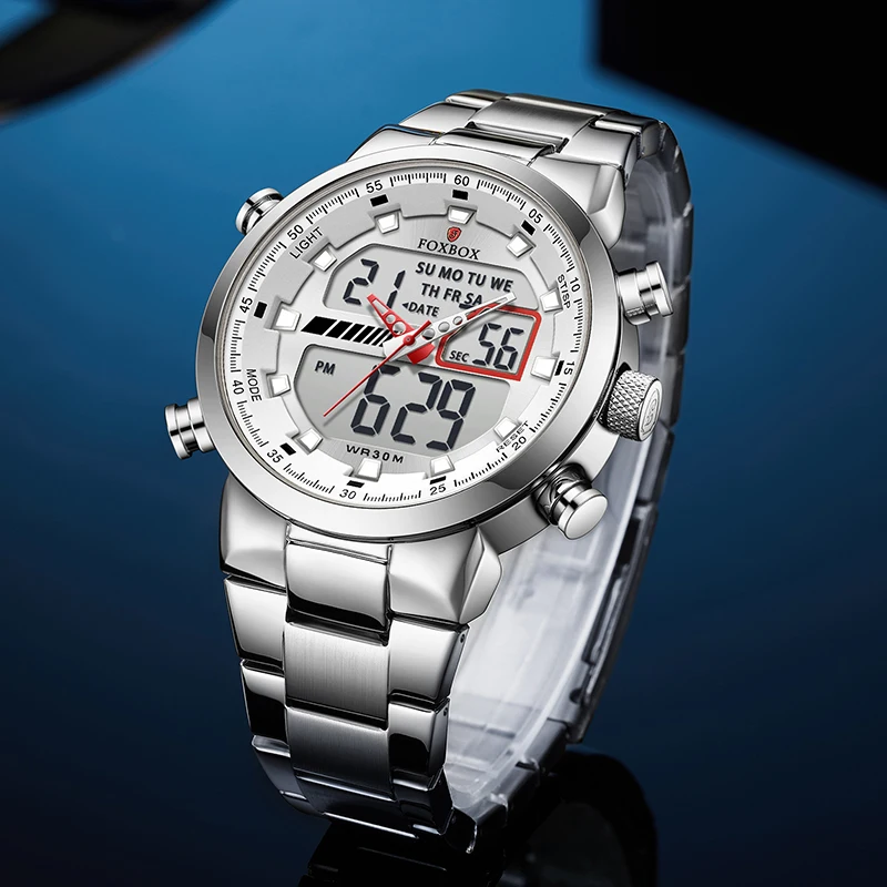 LIGE Fashion Quartz Eletronic Man Watch Business Waterproof Luminous Digital Dual Display Casual Sports Watch for Men Wristwatch