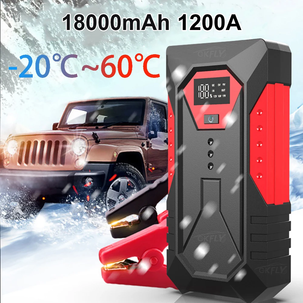 Car Jump Starter Battery Charger Portable 1200A Car Jump Starter Power Bank 12V Portable Car Battery Booster Charger Starting Device Petrol Diesel Starter Buster