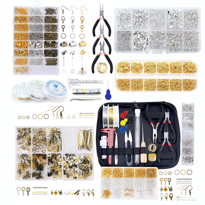 Alloy Accessories Jewelry Findings Set Copper Wire Open Jump Rings Jewelry Making ToolsEarring Hook Jewelry Making Supplies Kit