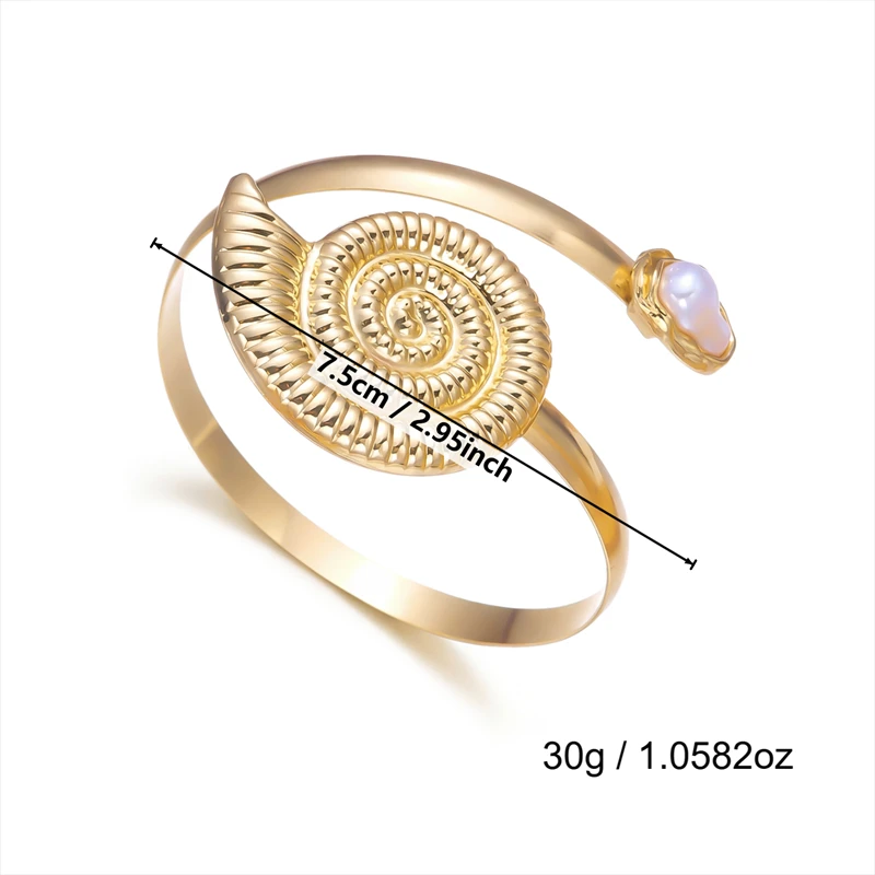Vintage Metall-Armreifen für Damen, Elegante Unregelmäßige Imitationsperlen Offene Armbänder, Sommer-Strandschmuck – Detail 7