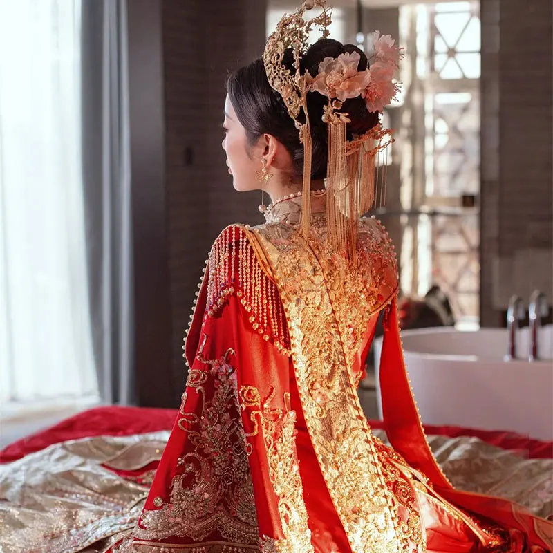 Yourqipao Chinese Xiuhe Wedding Dresses Traditional Hanfu Ming Bridal Gowns Women Cheongsams Kimono Ancient Custumes Sets