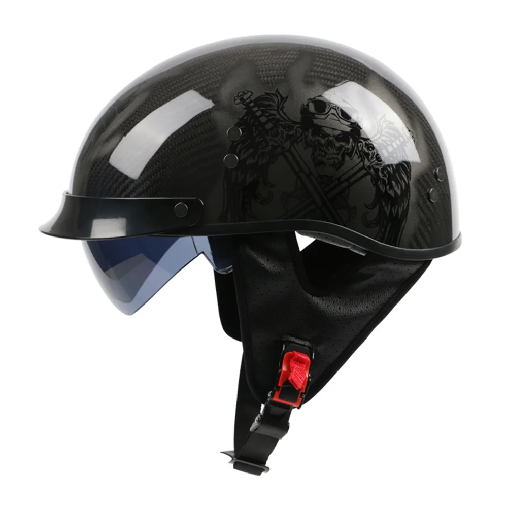 

Latest Personality Carbon Fiber Motorcycle Half Helmet Safety Lightweight Vintage Moto Motocross Harley Motorbike Casco Moto