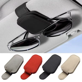 Porta occhiali da sole per auto universale Porta biglietti per carte con clip in pelle magnetica per auto Accessori per la decorazione della scatola degli occhiali per visiera parasole automatica