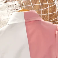 Robe pour filles de 4 à 7 ans, chemise en Patchwork, manches bouffantes, avec ceinture, tempérament élégant, robe pour bébé fille 5