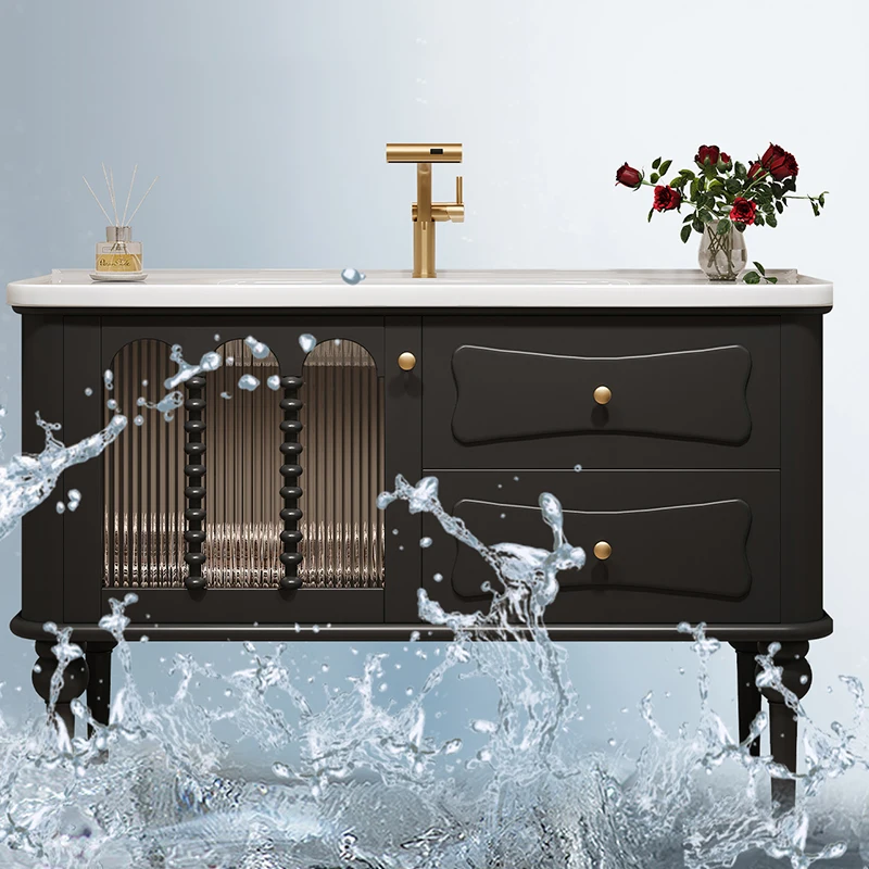 Drawer French Cabinet Vintage Vanity Wall Vertical Luxury Organizer Bathroom Mirror Storage Sink Szafka Bathroom Furniture
