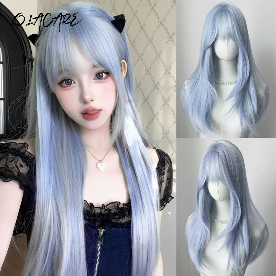 Gray Synthetic Straight Wig for Women Daily Cosplay