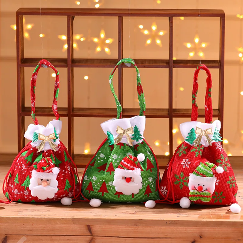 LATERN 6 Pièces Sacs à Cordon De Noël, Grand 3D Tissu Père Noël