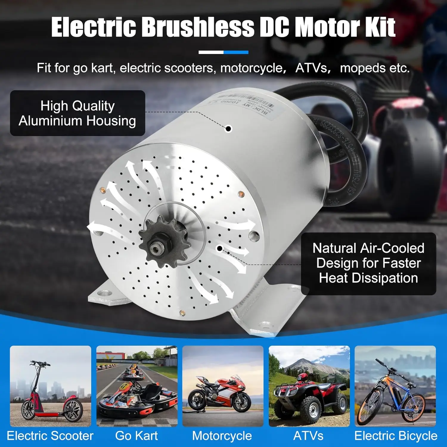 72V 3000W Electric Brushless Motor Kit – Complete Conversion Kit For E-Bike, Scooter, ATV, Dirt Bike, Includes Controller & Throttle