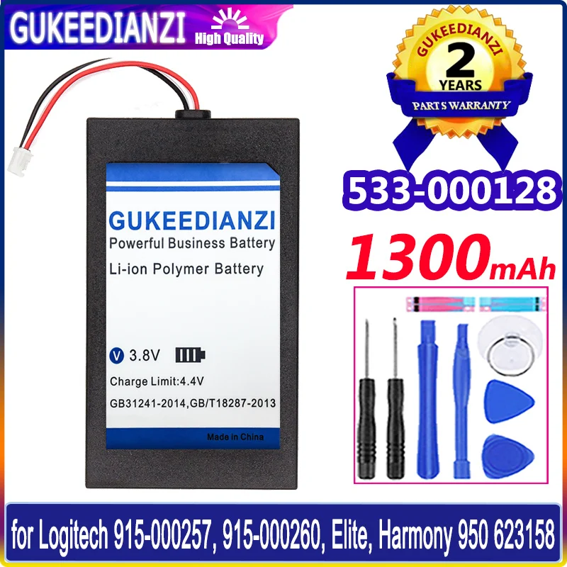 

1300mAh 533-000128, 623158 High Quality Battery For Logitech 915-000257, 915-000260, Elite, Harmony 950 Battery Li-polym Bateria