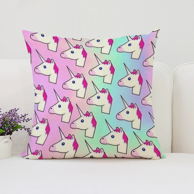 

50x50cm sofa decoration cushion cover U-Unicorn double-sided printed cute pillowcase room bed decoration short plush pillowcase