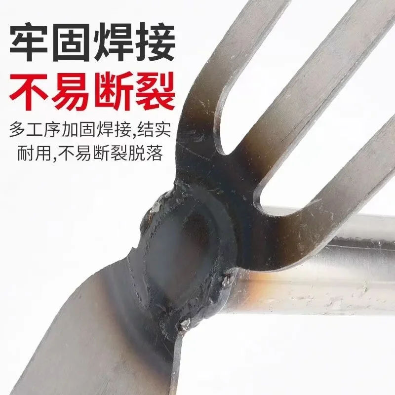 Steel Handle Dual Purpose Hoe and Rake Gardening Tools Double Headed Hoe Three-tooth Rake Garden Shovel weeding tool