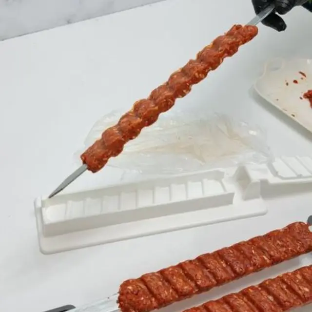Nyárs A Barbecue Bbq Szerszámokhoz Újrahasznosítható Húsok Kebab Készítő Grill Kézikönyv Kabob Penész Kézzel Készített Török ​​Kebab Sor - Image 5
