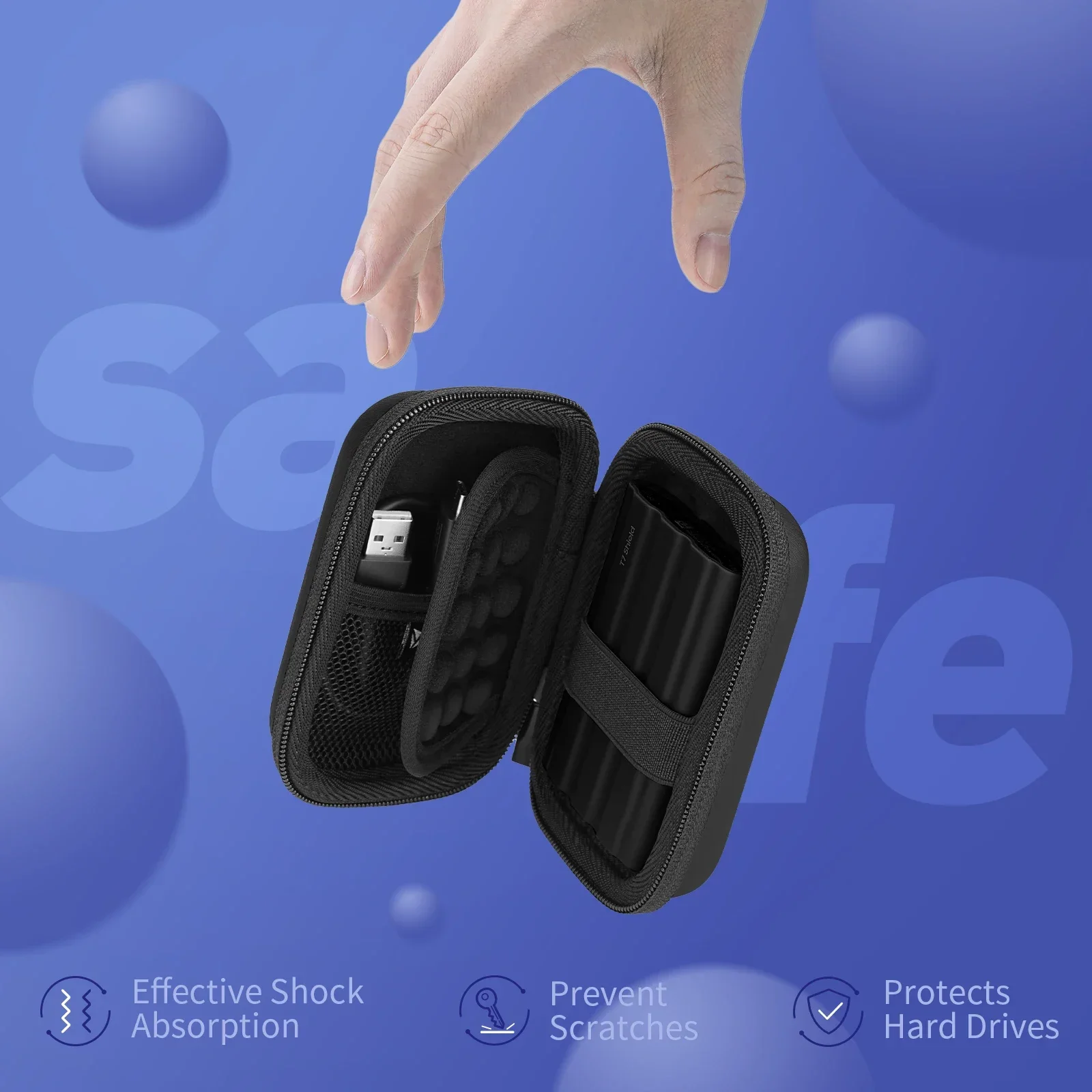 YINKE Portable Travel Storage Shockproof ＆ Waterproof Protective SSD Case Compatible with Samsung T7 Shield Hard Disk Drive Bag hard disk case