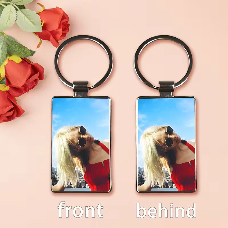 Customisable Double-Sided Rectangular Keychain - Personalized Gift with Images or Text