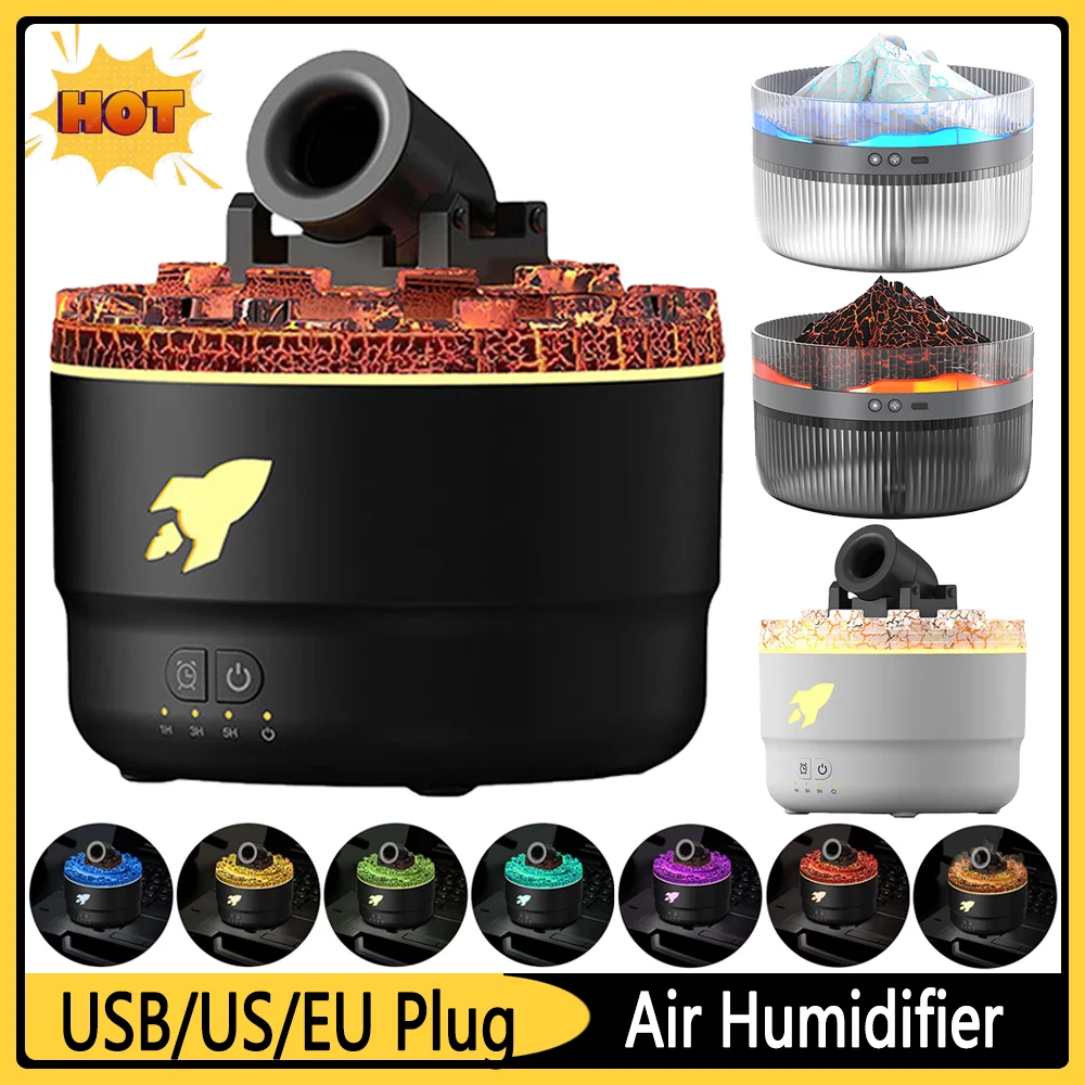 Volcanic Crack Light Cannons Humidifier Essential Oil Diffuser Air Humidifier with Timer for Home Bedroom Office w/ Night Light