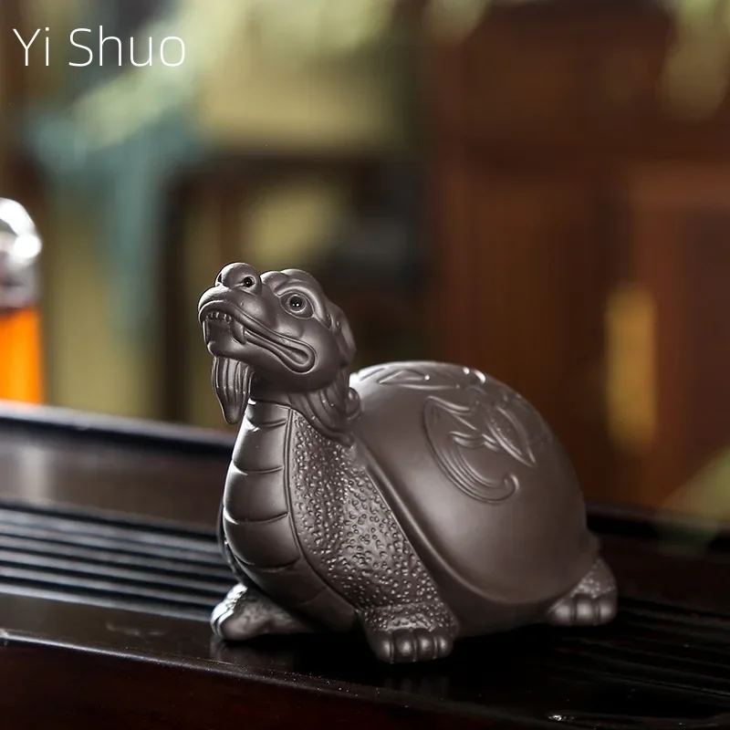 Tea Pet Ornaments Ceramic Tea Ornaments Personalized Tea Set Lucky Golden Dragon Turtle Ceremony Zero Matching Pet Mini Set