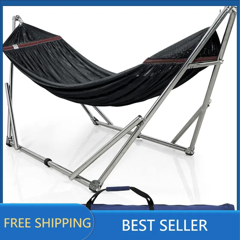 650lbCapacityDoubleFoldablePortableHammockBedwStrongDurable
