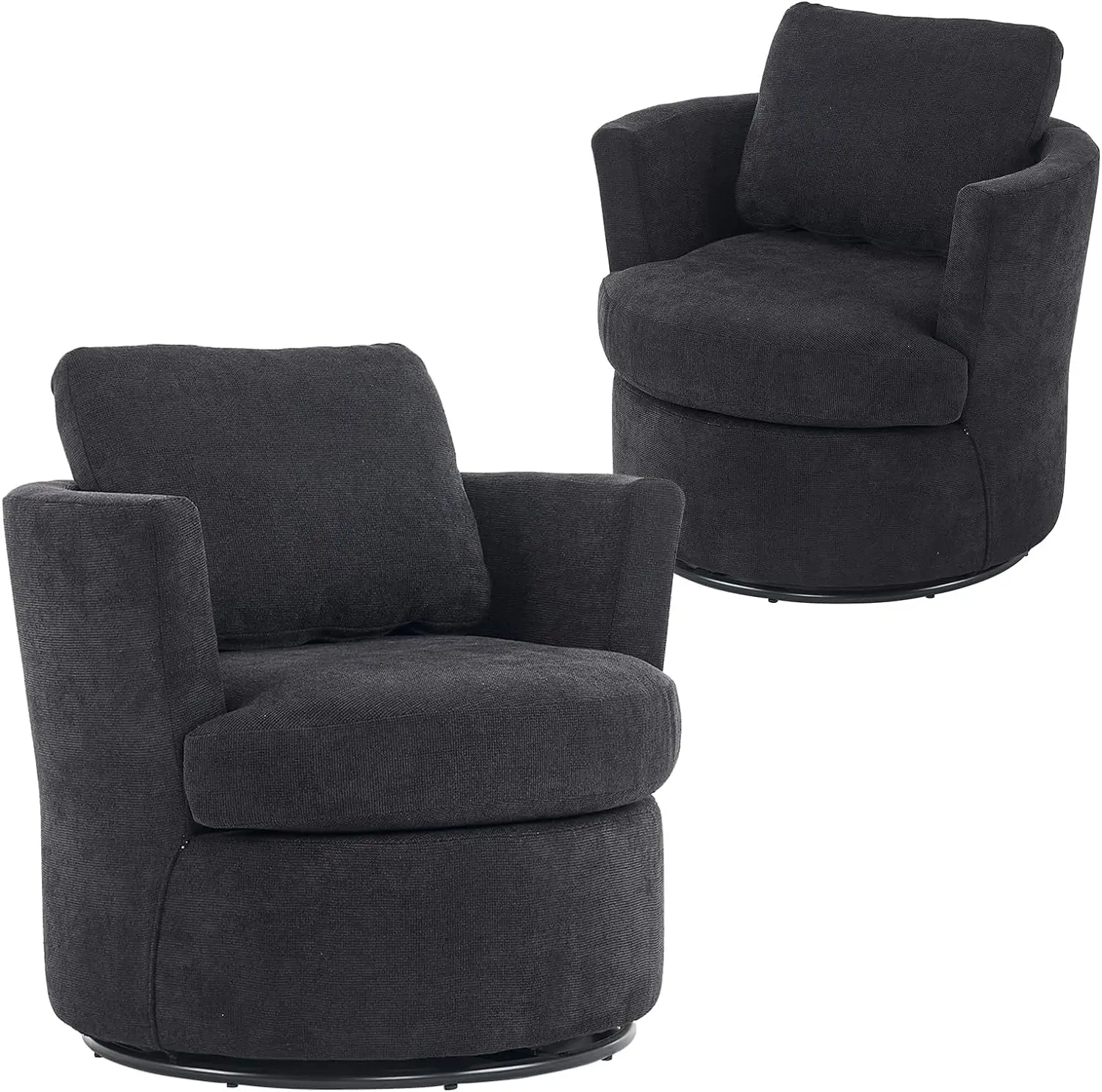 

Round Swivel Accent Chairs Set of 2 Comfy Living Room Club Chair 360 Degree Sherpa Lounge Chair Pair