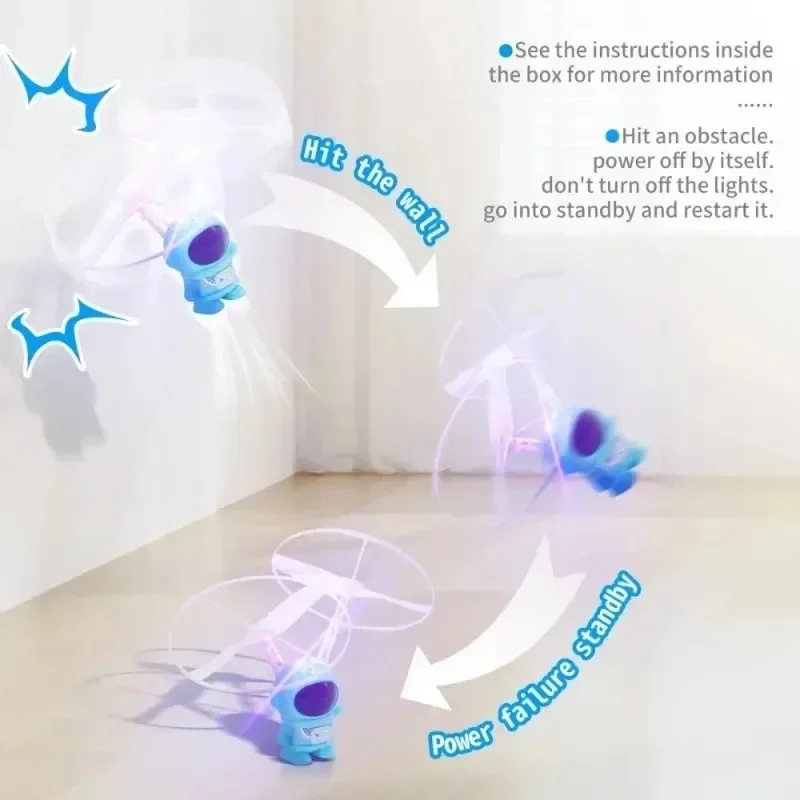 Flying Robot Astronaut Toy Aircraft High-Tech Hand-Controlled Drone Interactive Dual Wings with Lights Outdoor Gifts for Kids 3