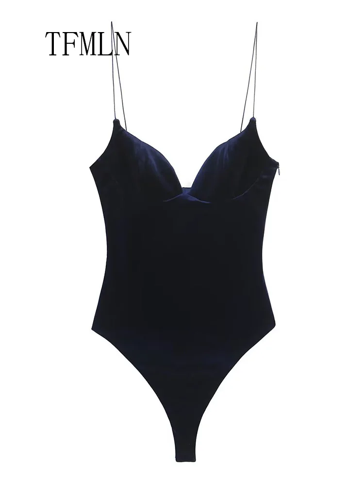 Sexy Women Velvet Strap Jumpsuits Chic Side Zipper Sleeveless Slim Causal Jumpsuit Elegant Backless Underwear 2026 Spring Summer