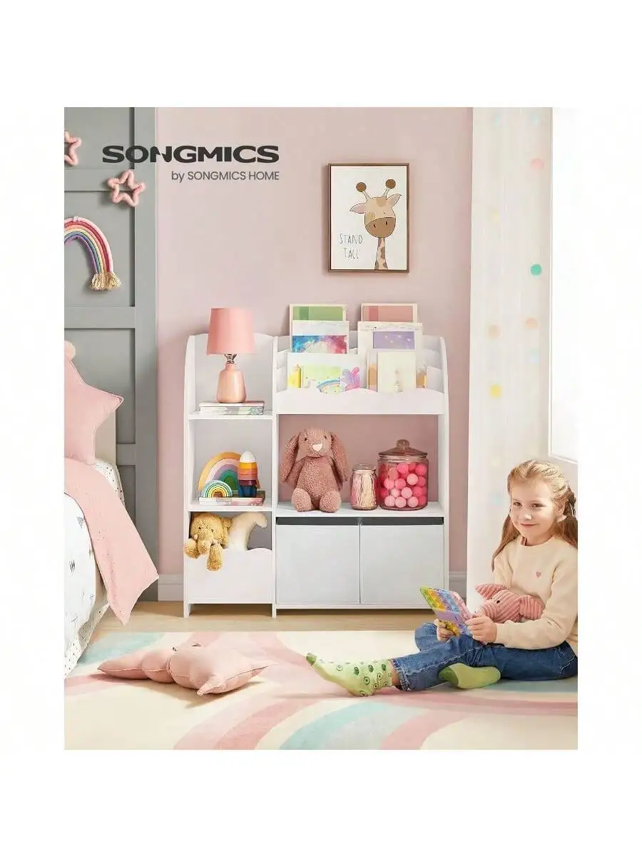 SONGMICS Toy and Book Organizer for Kids, Kids Bookshelf and Toy Storage, Storage Organizer with 2 Storage Boxes, for Playroom 2