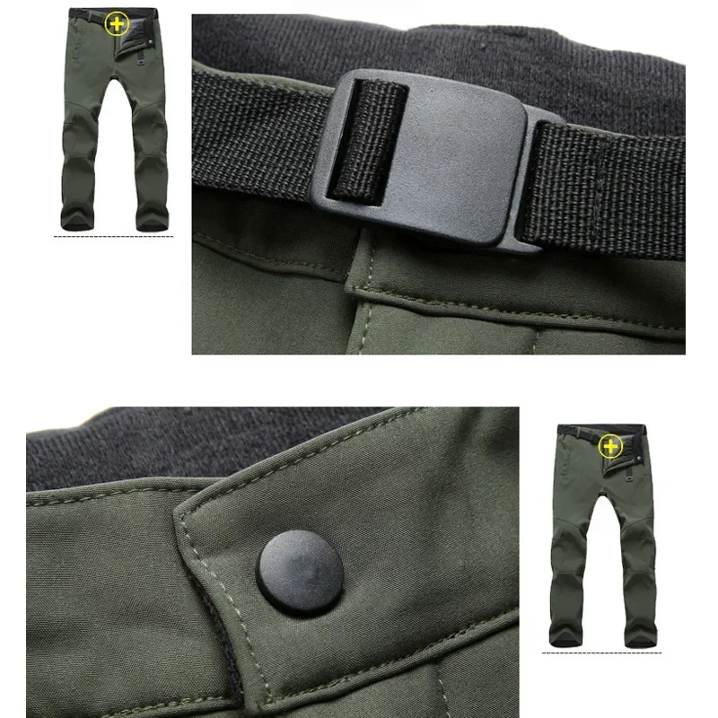 Skiing Pants Winter Men Hiking Camping Outdoor Soft Shell Warm Waterproof Fleece Windproof Walking Trekking