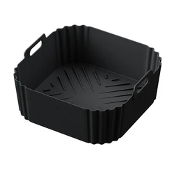 Silicone Reusable Air Fryer Liners - 23cm Baking Tray Accessories (Black no Hole)