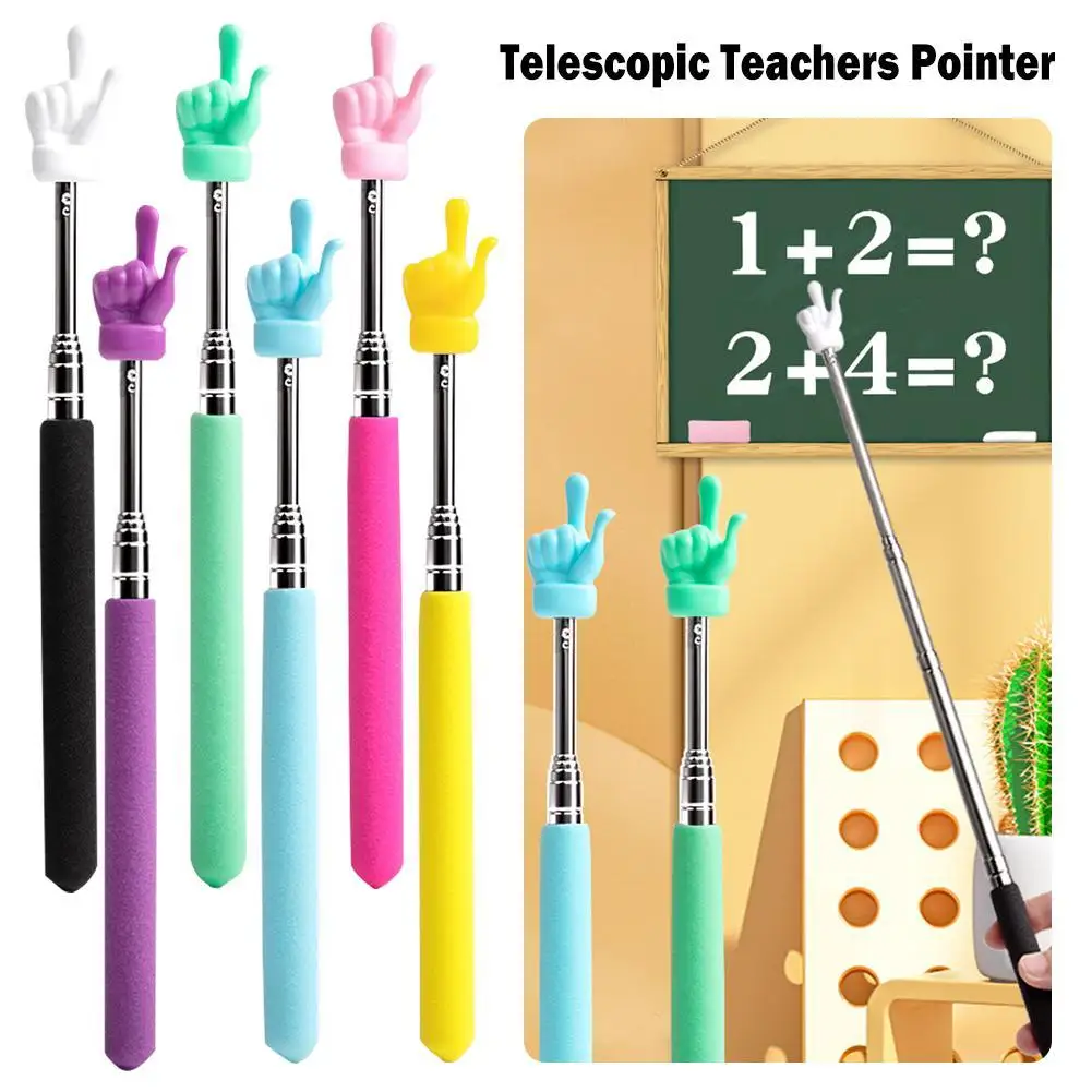 Retractable Teacher Pointer Finger Design StainlessSteel Telescopic School Teaching Pointer Stick Teacher Supplies for Classroom