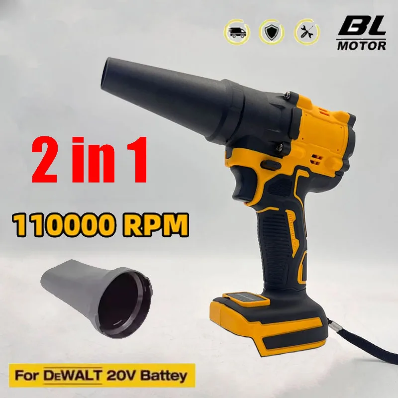 For DeWALT 20V Battery 2-in-1 Brushless Turbo Blower Jet Fan & Vacuum Cleaner High Speed 110000RPM Handheld Dust Blowing Tool