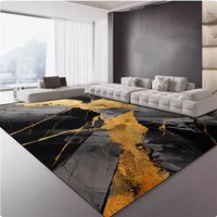 Black Abstract Geometry Carpets Living Room Decoration Golden Carpet Modern Home Anti-slip Floor Mat Room Decor Cloakroom Rug 2
