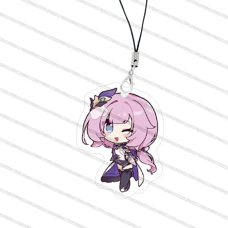 Honkai Impact 3 아크릴 펜던트 휴대폰 랜야드, Elysia Kiana Raiden Mei 카와이 스트랩, 걸이식 귀여운 로프 디스플레이, 친구 선물