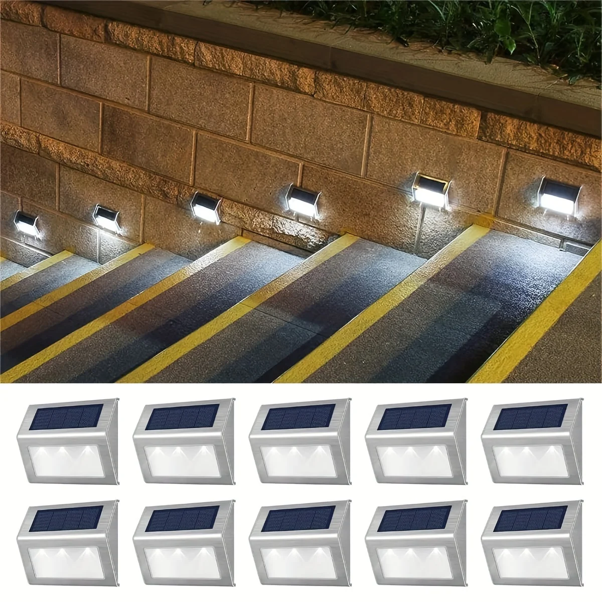 Description Picture 6 of itemSolar Step Lights Solar Fence Lights Outdoor LED Stainless Steel Wall Lamps Deck Lights For Stair Fence Step Walkway Patio