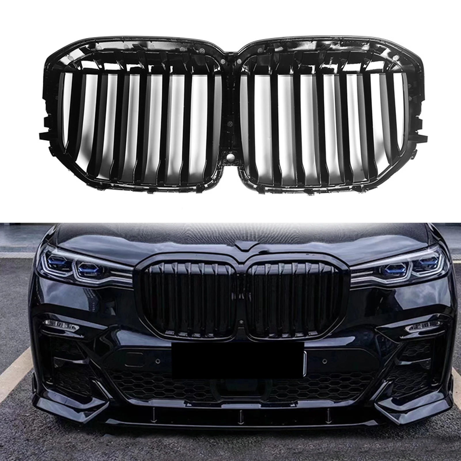 

Front Grill Kidney Grille Single Line Upper Grid Bumper Hood Vent Mesh Auto Kit For New BMW X7 G07 2019 2020 2021 2022