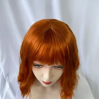 Fashionable orange synthetic wig with Liu seawater ripple daily wear cosplay party high temperature silk wig full head cover 2