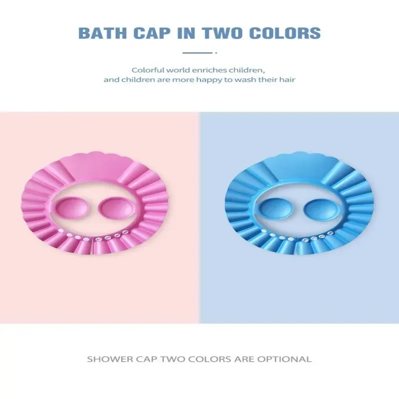 Baby Soft Cap Adjustable Hair Wash Hat 2 PCS for Kids Ear Protection Safe Children Shampoo Bathing Shower