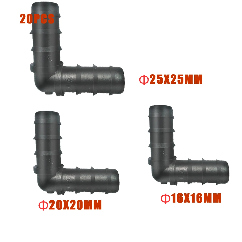 

Irrigation DN16mm/DN20mm/DN25mm Hose Elbow Barb 90 Degrees Elbow Hose Repair Connection Adapter Irrigation System Fittings 20pcs