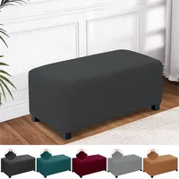 Jacquard Ottoman Slipcover Storage Stool Furniture Protector Cover Thick Rectangle Elastic Foot Rest Slipcover Home Decor 오토만 커버 1