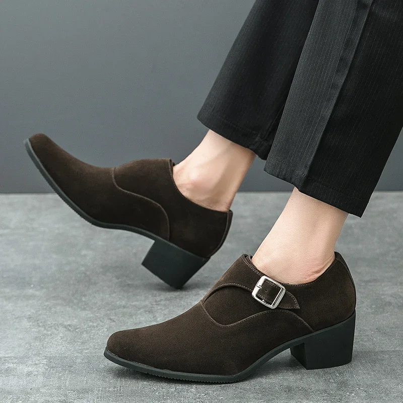 Man 6CM Height Increasing Platform Pointed Toe Business Dress High