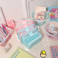 New Plastic Basket Organizer Portable Shopping Storage Box Desktop Sundries Toy Fruit Stationery Organizer Home Storage Baskets 5