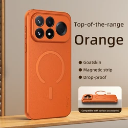 Premium Phone Case with TPU Flexible Edges & Leather Back - Superior Shockproof Cushioning for Poco F9 Pro (Orange)